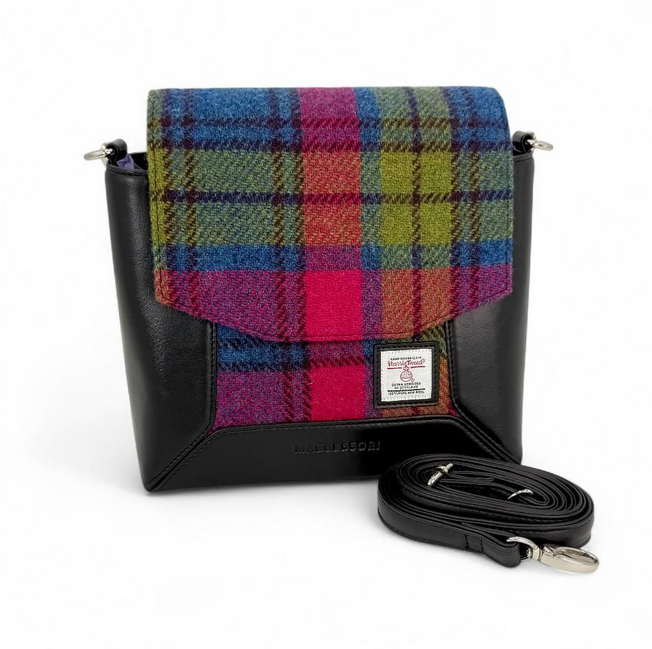 Blue Pink Check Highland Messenger Bag