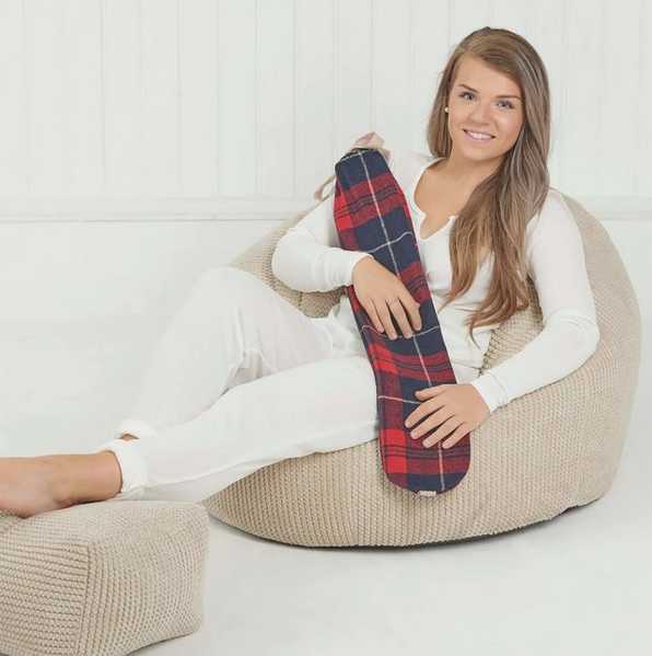 2L Red Tartan Long Hot Water Bottle