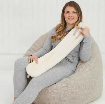 2L White/Beige Long Hot Water Bottle