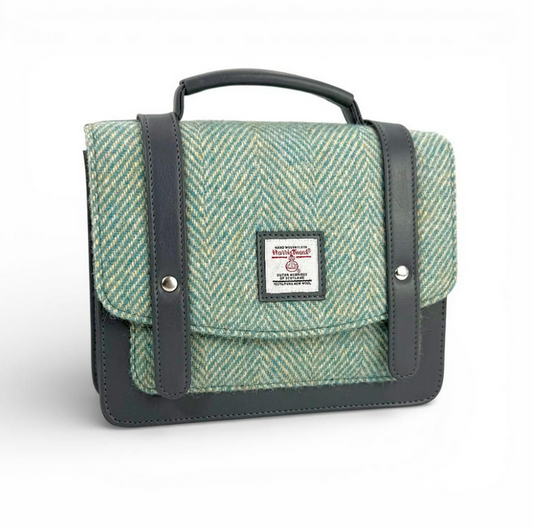 Turquoise Herringbone Mini Messenger Bag
