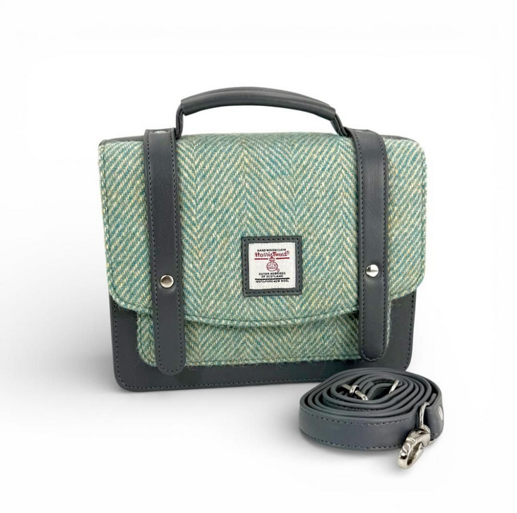 Turquoise Herringbone Mini Messenger Bag