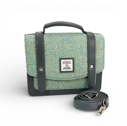 Turquoise Herringbone Mini Messenger Bag