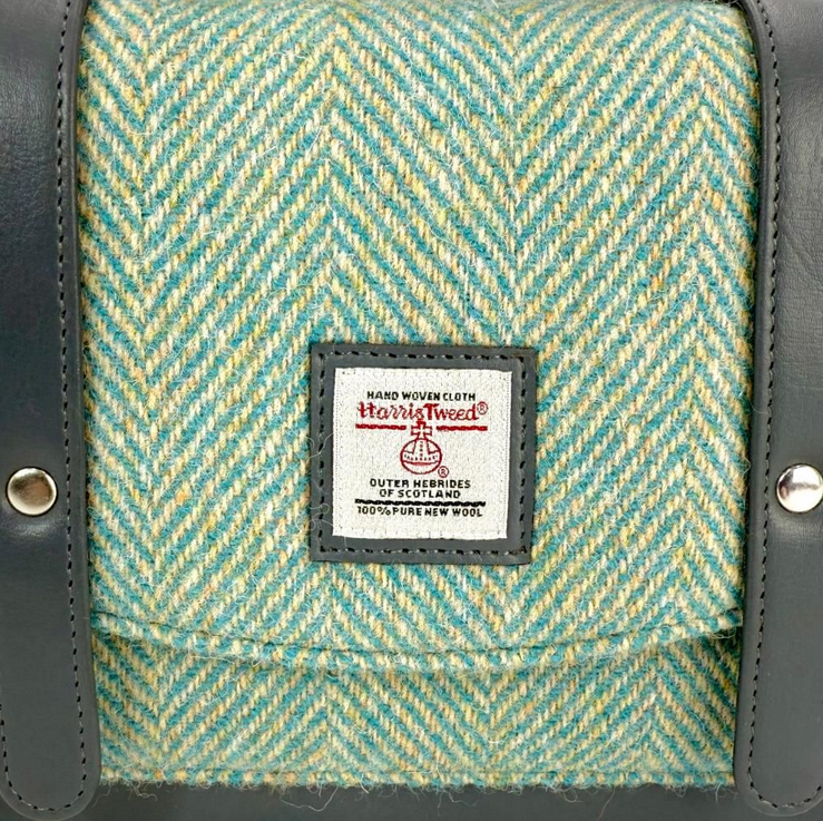 Turquoise Herringbone Mini Messenger Bag
