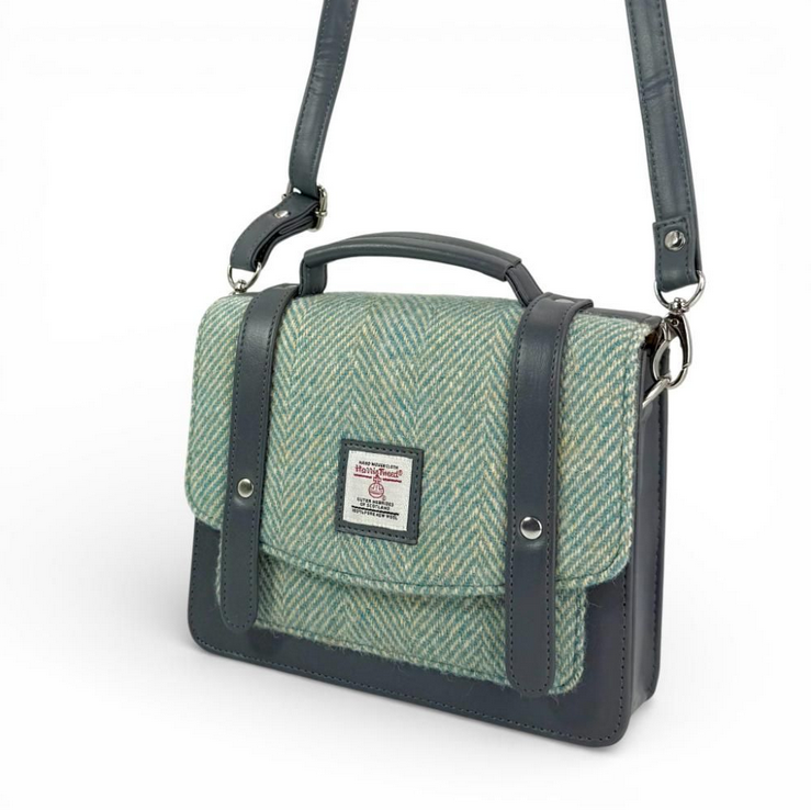 Turquoise Herringbone Mini Messenger Bag