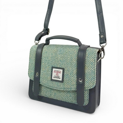 Turquoise Herringbone Mini Messenger Bag
