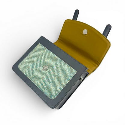 Turquoise Herringbone Mini Messenger Bag