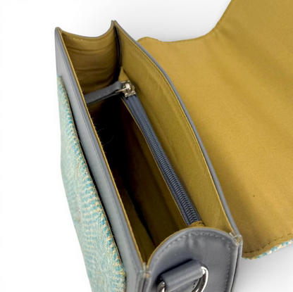 Turquoise Herringbone Mini Messenger Bag