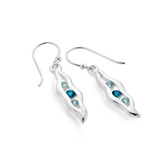 Wavy Blue Topaz Dangle Earrings