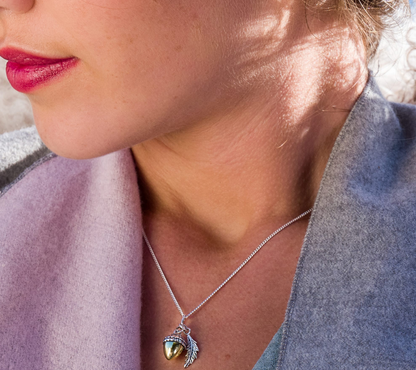 Acorn & Leaf Brass Necklace