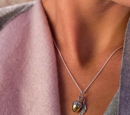 Acorn & Leaf Brass Necklace