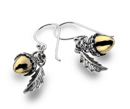 Acorn & Leaf Brass Earrings