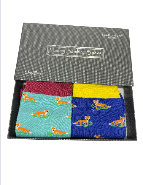 Boxed Fox Bamboo Socks