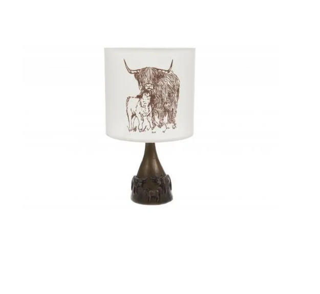 Oriele Bronze Highland Cow Lamp