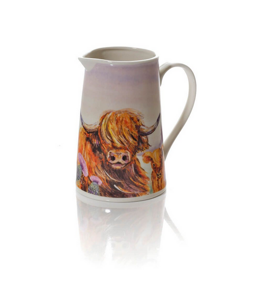 Highland Cow With Thistle Jug