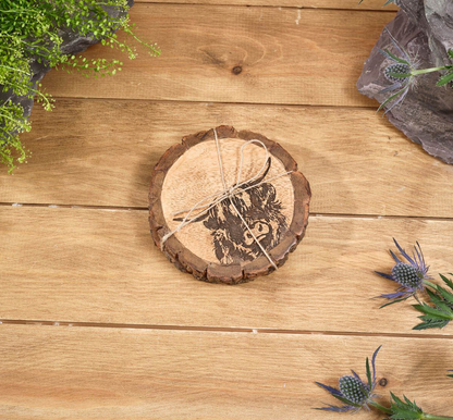 Mango Wood Highland Cow Coasters