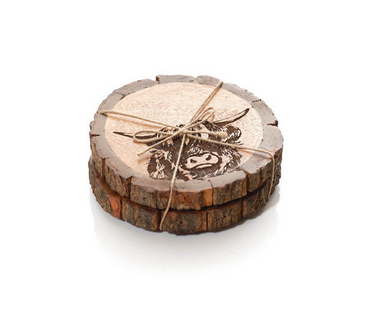 Mango Wood Highland Cow Coasters