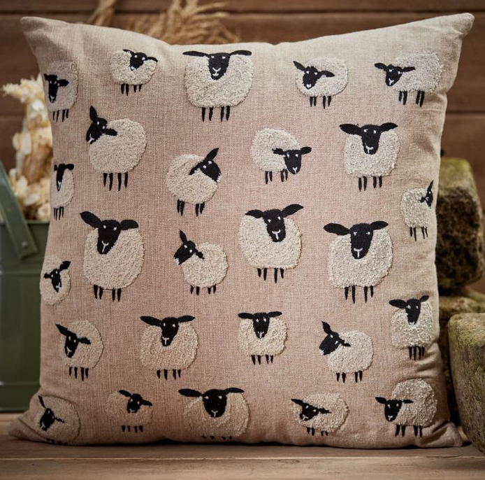 Repeated Sheep Pattern Cushion