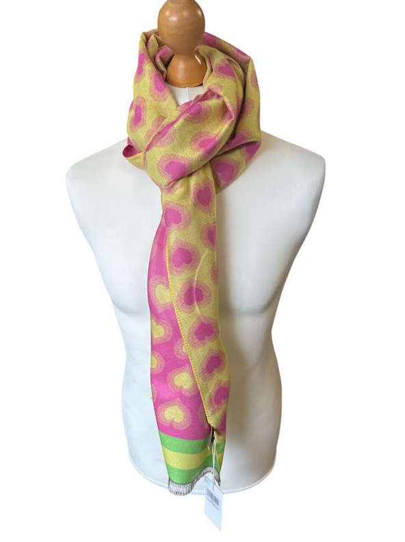 Pink & Yellow Love Heart Scarf