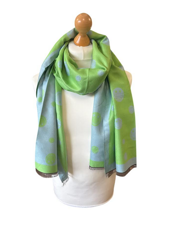 Green & Blue Smiley Face Scarf