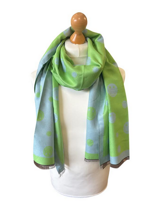 Green & Blue Smiley Face Scarf
