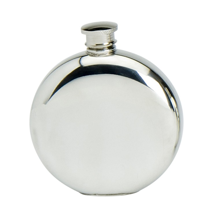 Pewter Plain Round Hip Flask