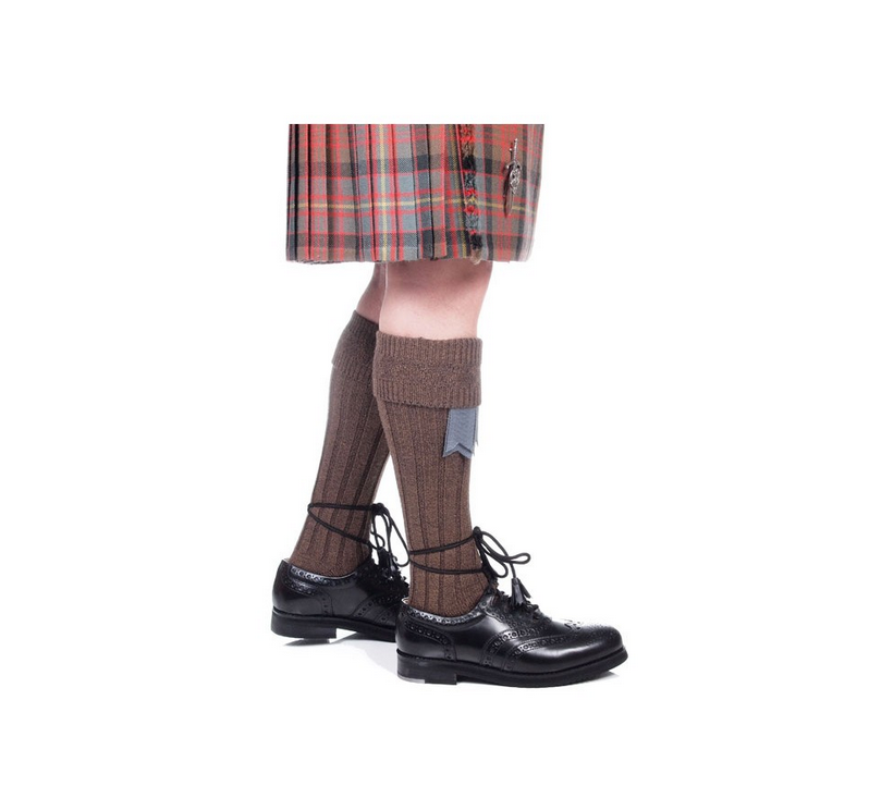 Kids And Adults Weathered Brown Kilt Hose Socks