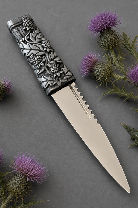 Scottish Wild Thistle Silver Sgian Dubh