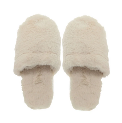 Microwavable Cream Mule Slippers