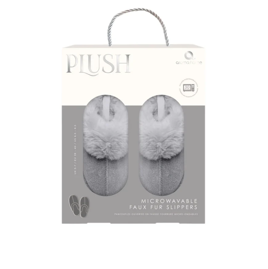 Microwavable Suede Grey Mule Slippers