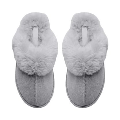 Microwavable Suede Grey Mule Slippers