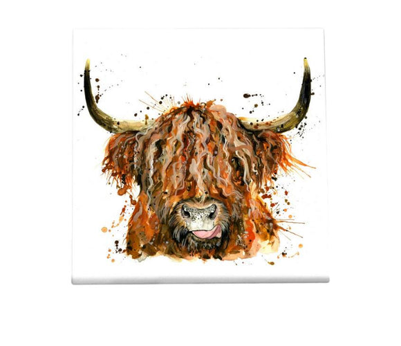 Wraptious Katherine Williams Splatter Cheeky Highland Coo Cow Mini Canvas