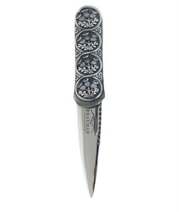 Stunning Pewter Thistle Pattern Handle Scottish Highland Sgian Dubh - Available In 4 Finishes