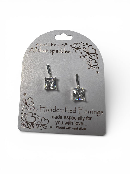 Square Stud Drop Earrings