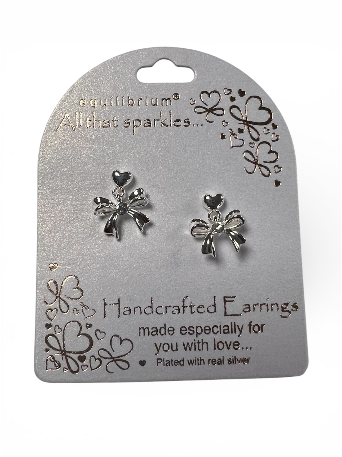 Diamante Bow Stud Drop Earrings