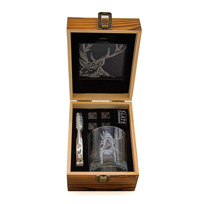 Wooden Boxed Stag Drink Set