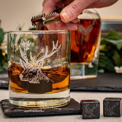 Wooden Boxed Stag Drink Set