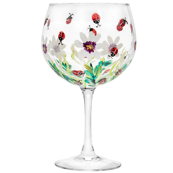 Lynsey Johnstone Hand Painted Pretty Ladybird Flower Gin Glass