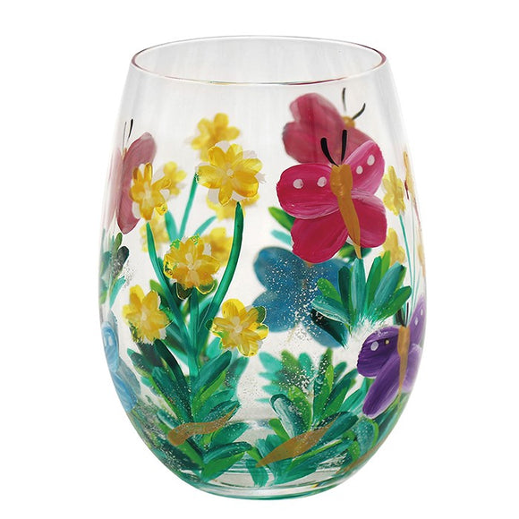 Butterfly Blossom Stemless Gin Glass Tumbler