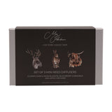 Set of 3 Mini Fragranced Reed Diffusers - Stag Highland Cow Hare