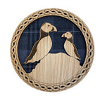 Handmade Scottish Wooden Tartan Puffins Circle Coaster - 3 Tartans Available