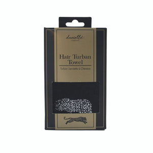 Black Leopard Print Lightweight Design Microfiber Hair Turban Towel