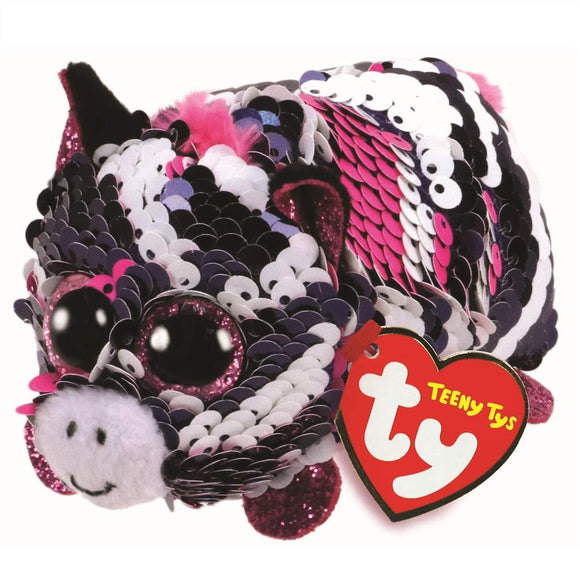 TY Flippable Sequin Colour Changing Teeny Ty Plush Soft Toy - Zoey Zebra