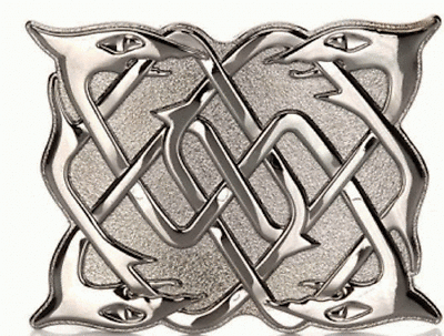 Chrome Celtic Serpent Kilt Buckle