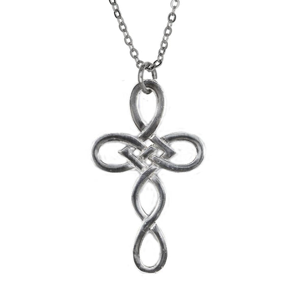 Large Iona Cross Pewter Pendant Necklace