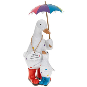 Rainbow Umbrella Brolly Family Duck Pair Family Is Where Our Rainbow Begins Quote Sign