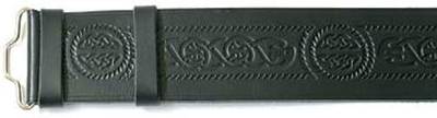 Celtic Serpent Embossed 100% Leather Quality Kilt Belt Available in Black + Brown