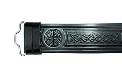 Celtic Embossed 100% Leather Quality VELCRO  Kilt Belt Black / Brown 28