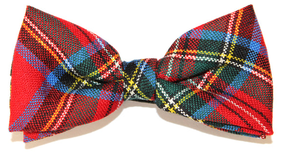 Royal Stewart Tartan Bow Tie 100% Wool Scotland Pre-tied