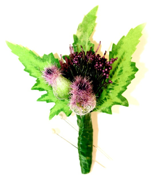 Beautiful Small Purple Thistle Everlasting Buttonhole Corsage perfect for Boys / Ladies