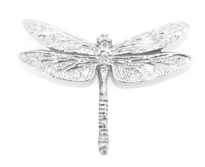 Medium Dragonfly Polished Pewter Scarf Sash Plaid Ring